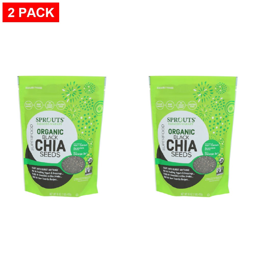 2 Pack - Sprouts Organic Black Chia Seeds 16 oz
