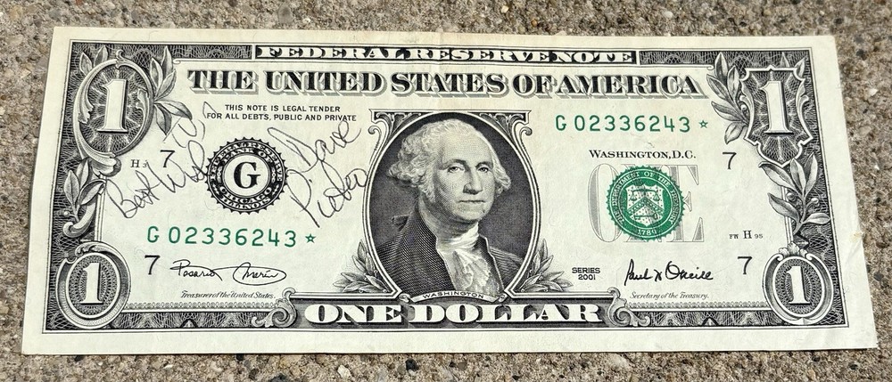 DAVE PIETRO Saxophonist SIGNED ONE DOLLAR BILL