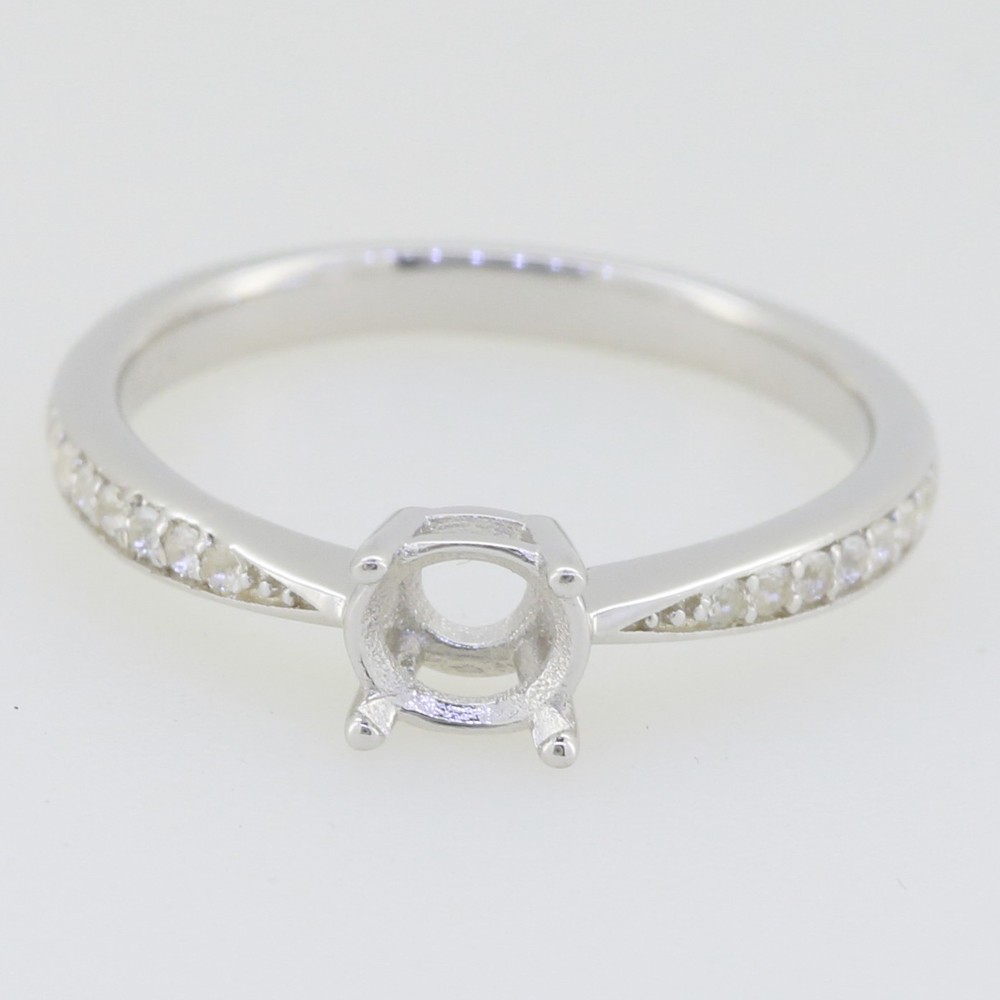 Sterling Silver Semi Mount Ring Setting Round RD 5x5mm
