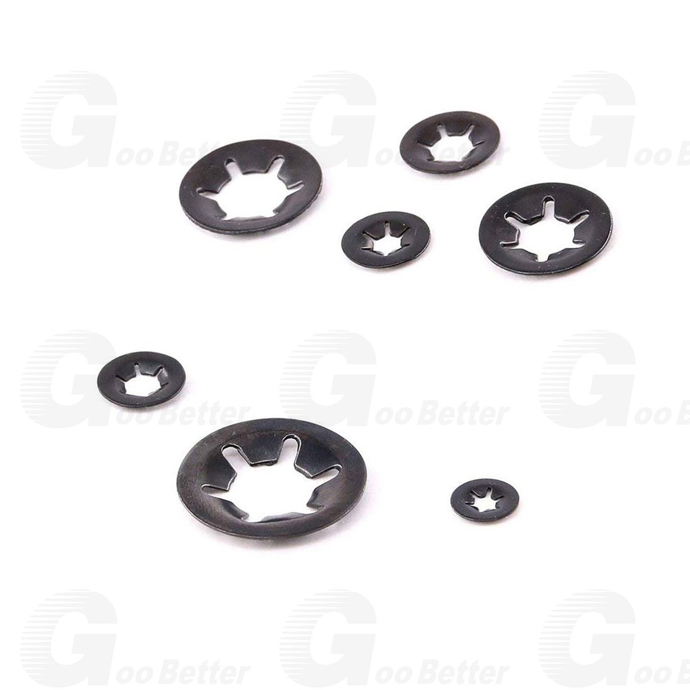 340 Pcs Internal Teeth Star Lock Spring Quick Washer Push-In Quick Nut Set Black