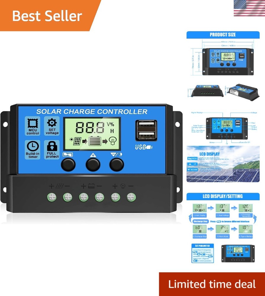 Efficient 30A PWM Solar Charge Controller - Safe, Adjustable, User-Friendly