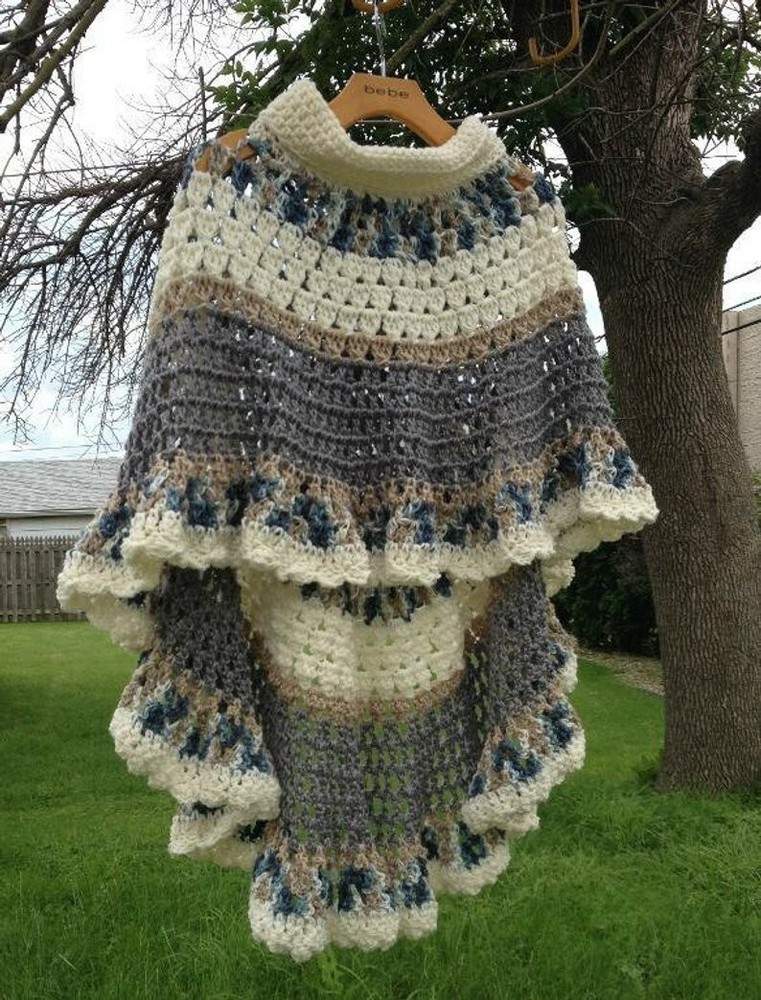  Circular Asymmetric Long Poncho Shawl Crochet IS A PRINTED PATTERN 