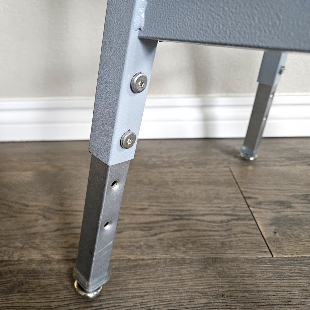 Science Lab Stool, Solid Wood Seat & Steel Frame Adjustable, Gray