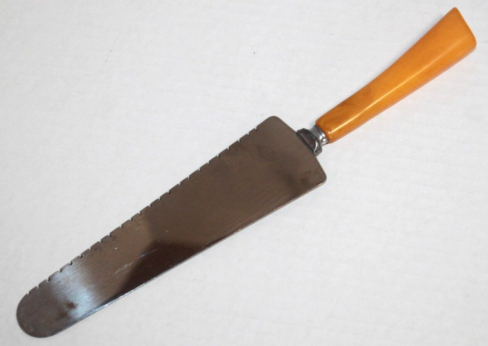 Vintage Cake Knife Server Serrated Edge Bakelite Handle