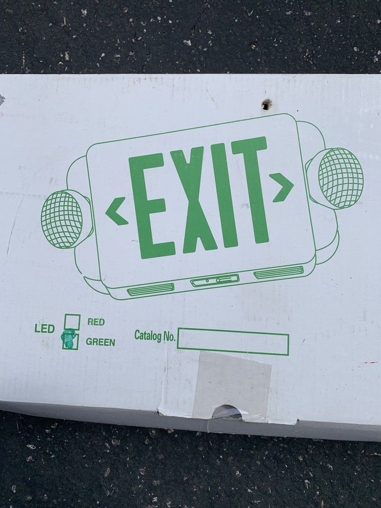 LED Green Exit Sign Emergency Light Adjustable Head Compact Combo ETL listed