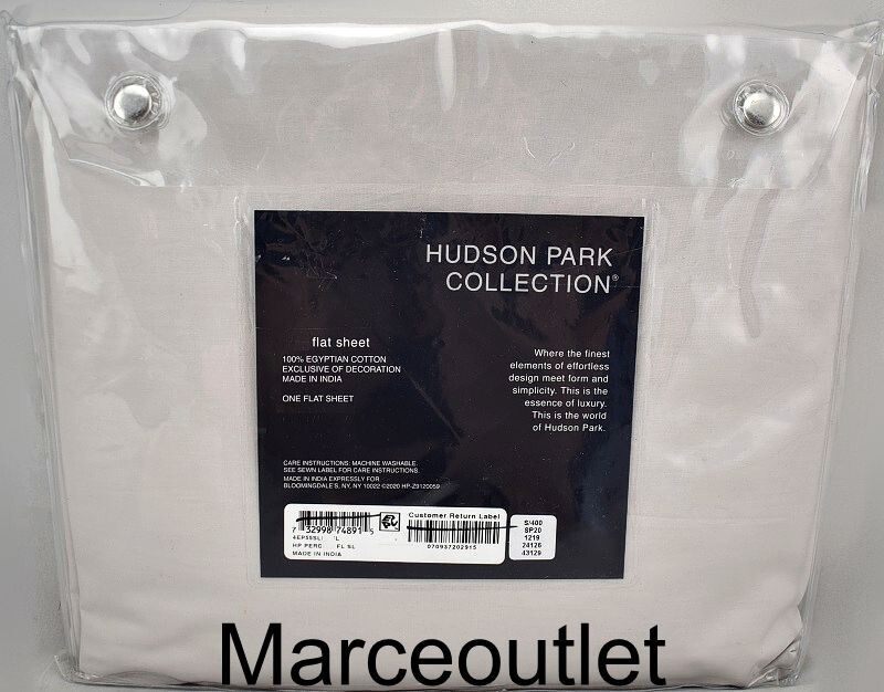 Hudson Park Classic Linens Egyptian Cotton Percale FULL Flat Sheet Silver