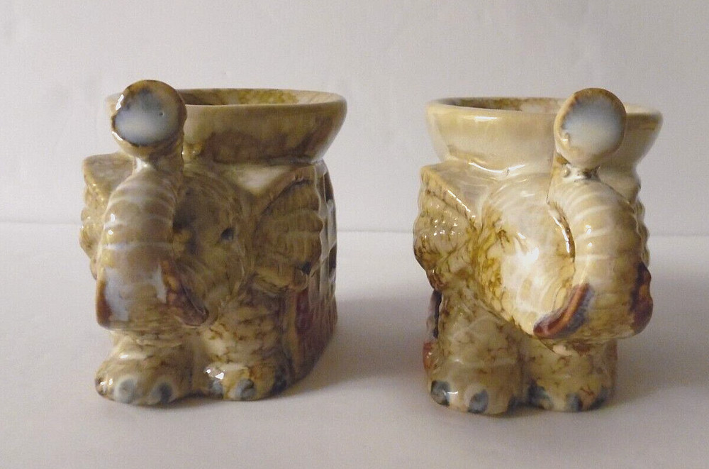 Porcelain Elephant Figurine Incense Burner
