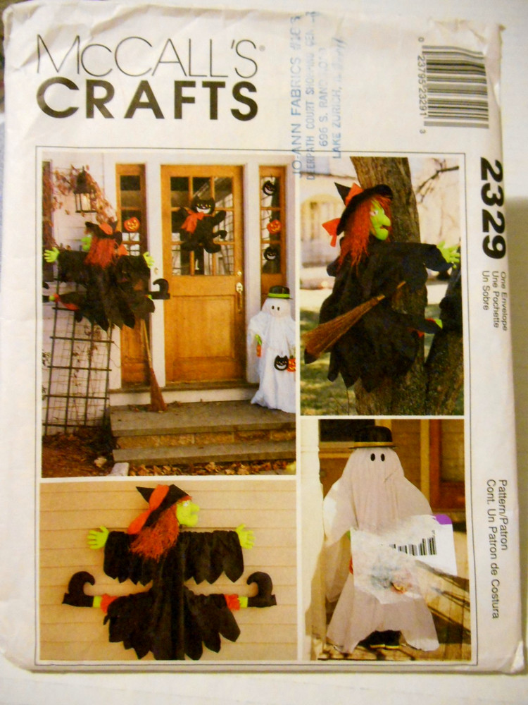 McCall's Sewing Pattern Halloween Tree Witch Ghost Greeter Cat Crafts Uncut 2329