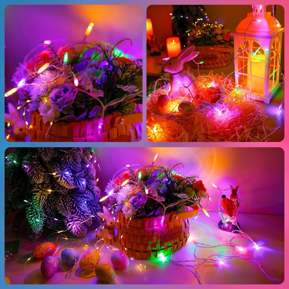 30 LED Easter Mini Lights - 11.5Ft Pastel Colored Battery String Light with 8 Mo
