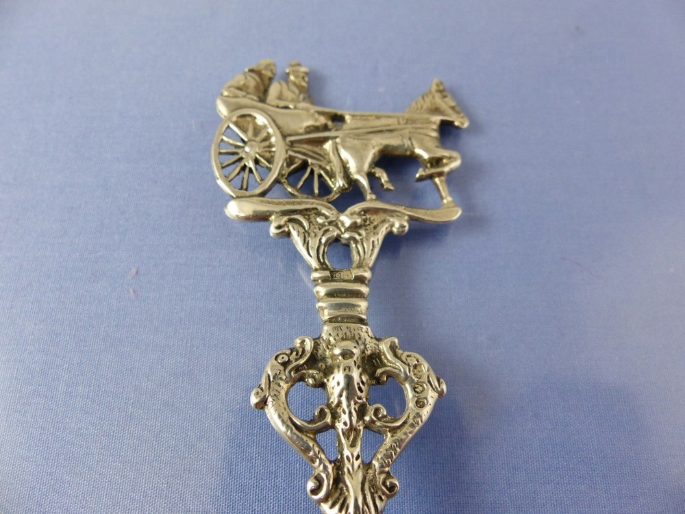 FIGURATIVE CARRIAGE TOP SERVING SPOON .835 SILVER BY GRONINGEN MAKER