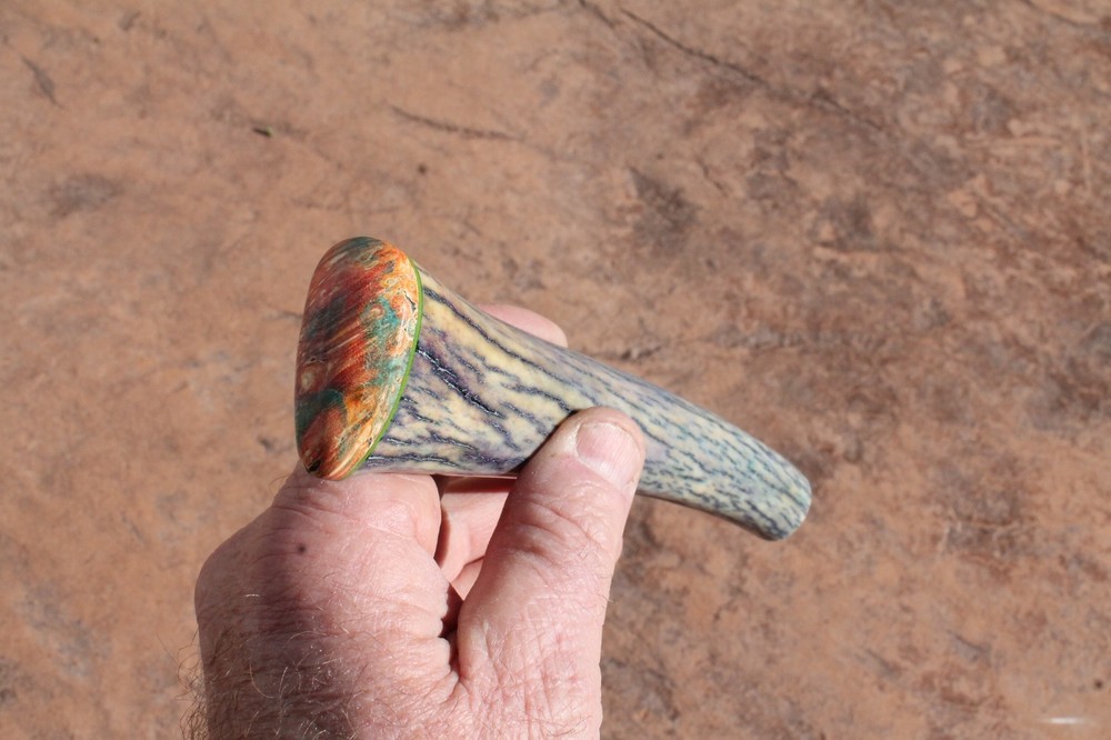 Elk antler knife handle ~ stabilized box elder burl ~ Flintknapping supply tool