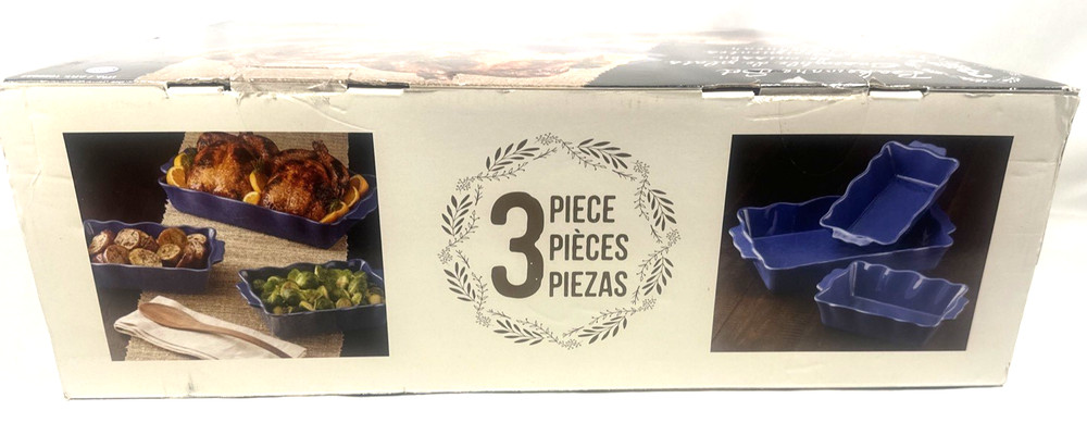 BAKEWARE 3 PC SET SCALLOPED EDGE (BLUE) NIB