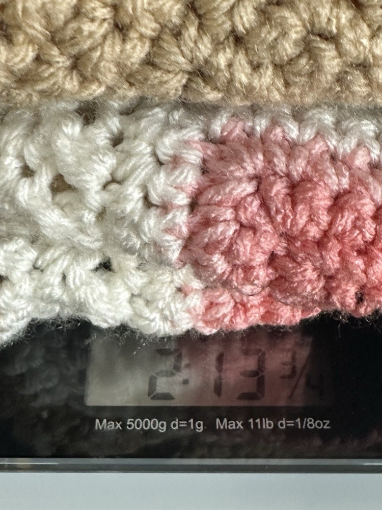 Handmade Crocheted Afghan Blanket Chevron Zigzag Pattern 72 X 49 Creams Pinks