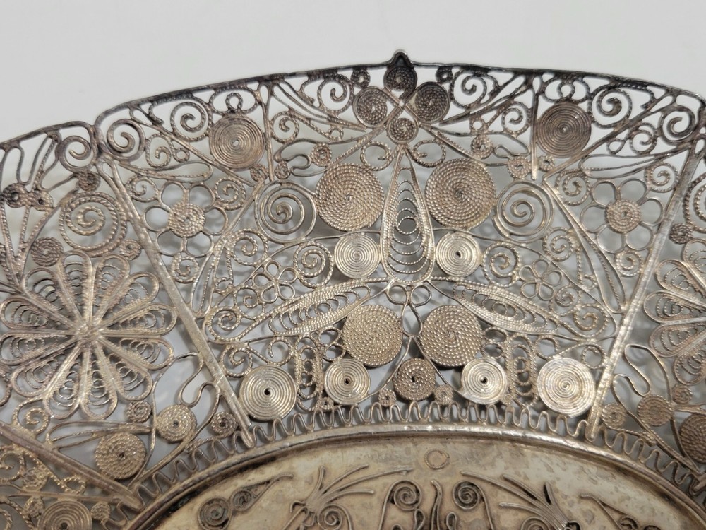 ANTIQUE CHINESE STERLING SILVER FILIGREE DISH