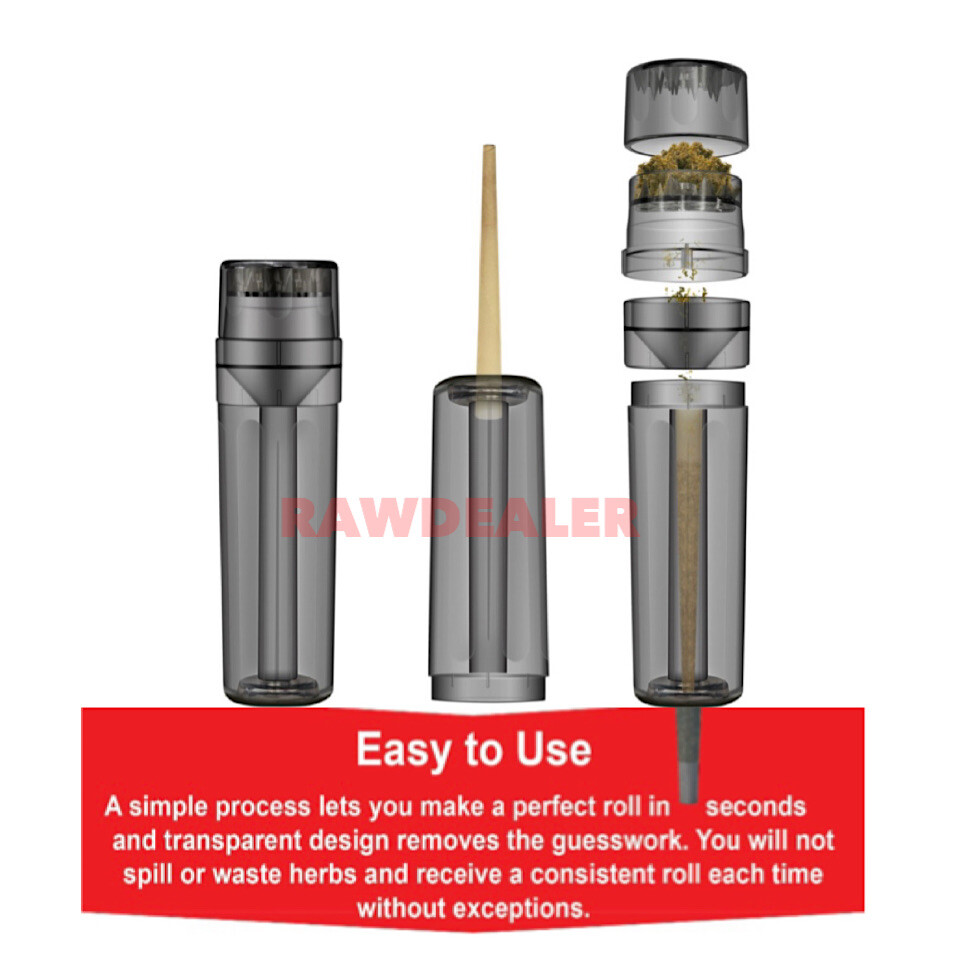 raw LEAN 1 1/4 size cone loader+cone grinder filler storage 3 in 1