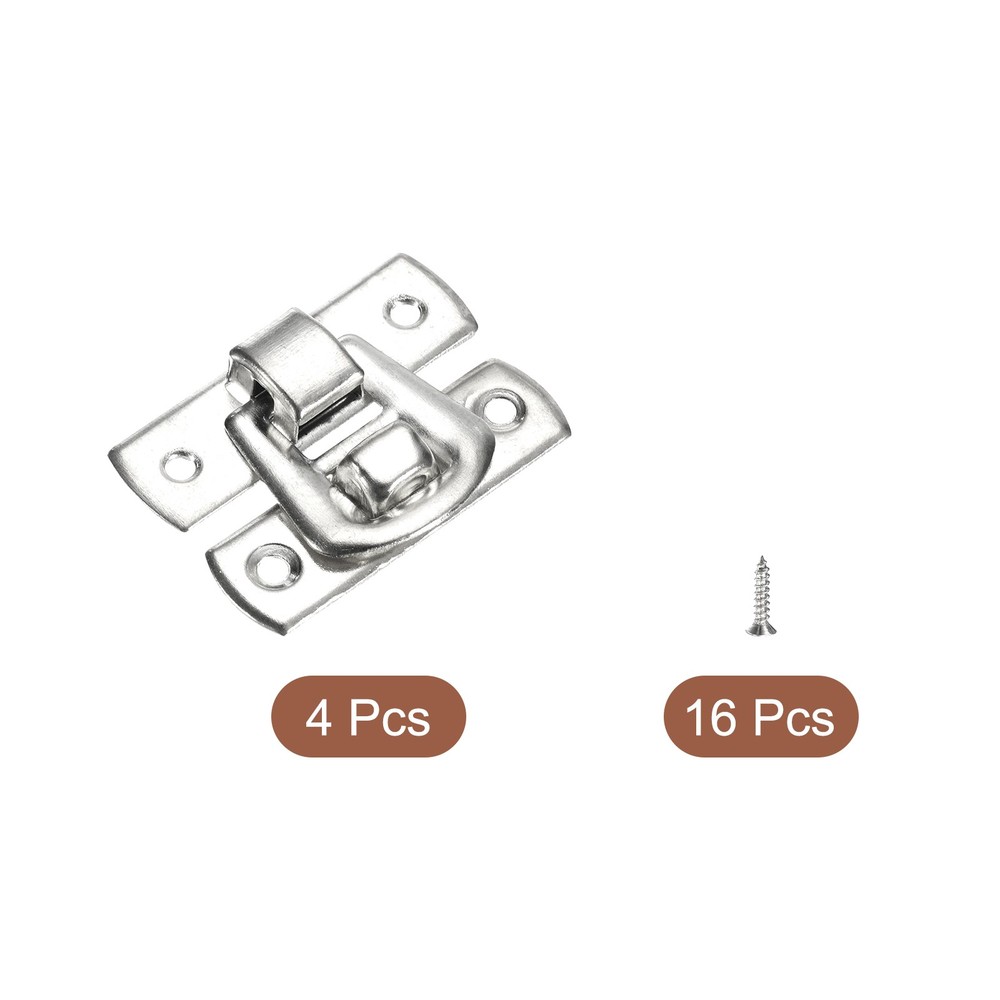 4 Pcs Hasp Clasp Latch Lock, 30 x 18mm Decorative Retro Toggle Latch, Silver