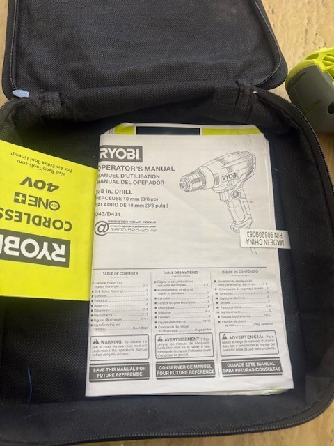 RYOBI D43K Variable Speed Drill 3/8 & Bag USED