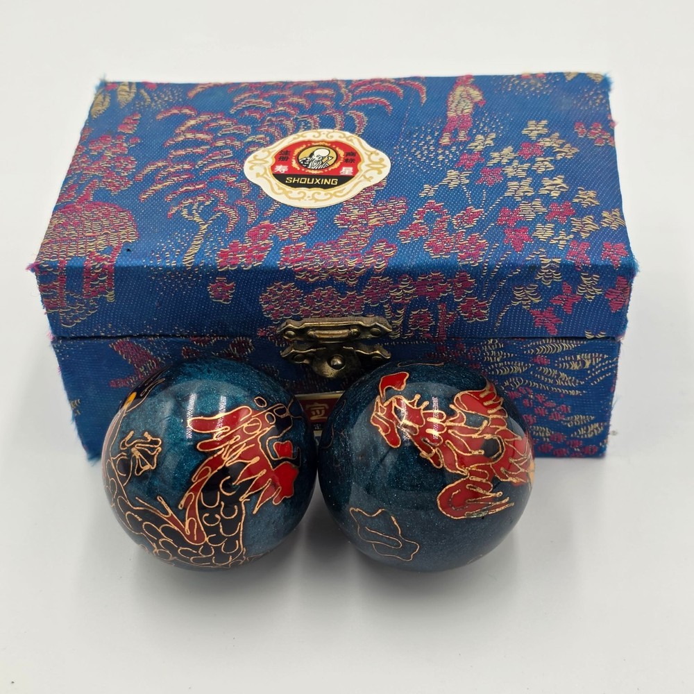 Phoenix & Dragon Chinese Baoding Balls Stress Relief Meditation Chime Vintage
