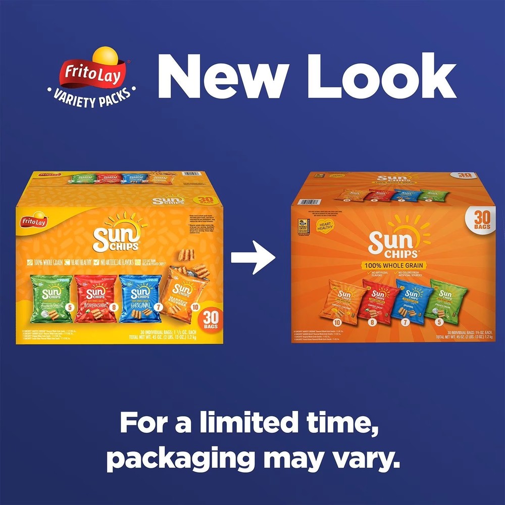 SunChips Whole Grain Variety Pack Chips, 30 pk.