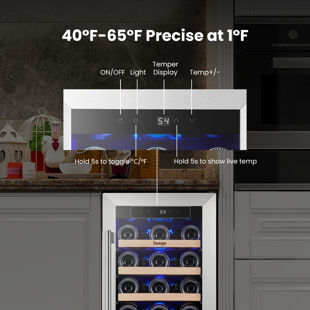 Yeego 15" Compressor Wine Cooler Single Zone Freestanding Digital Control