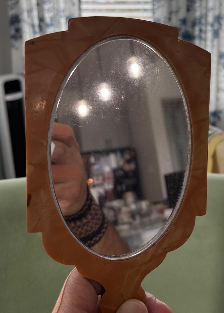 Vintage Celluloid Bakelite handheld mirror