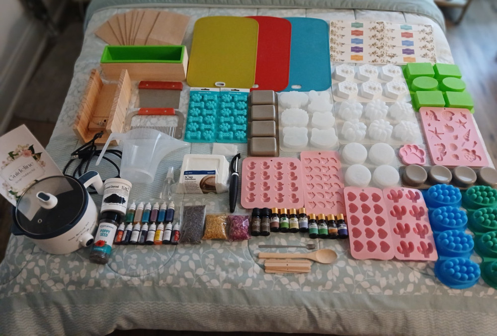 Complete Soap Making Kit-Includes molds, colors, essential oils, tools and more.