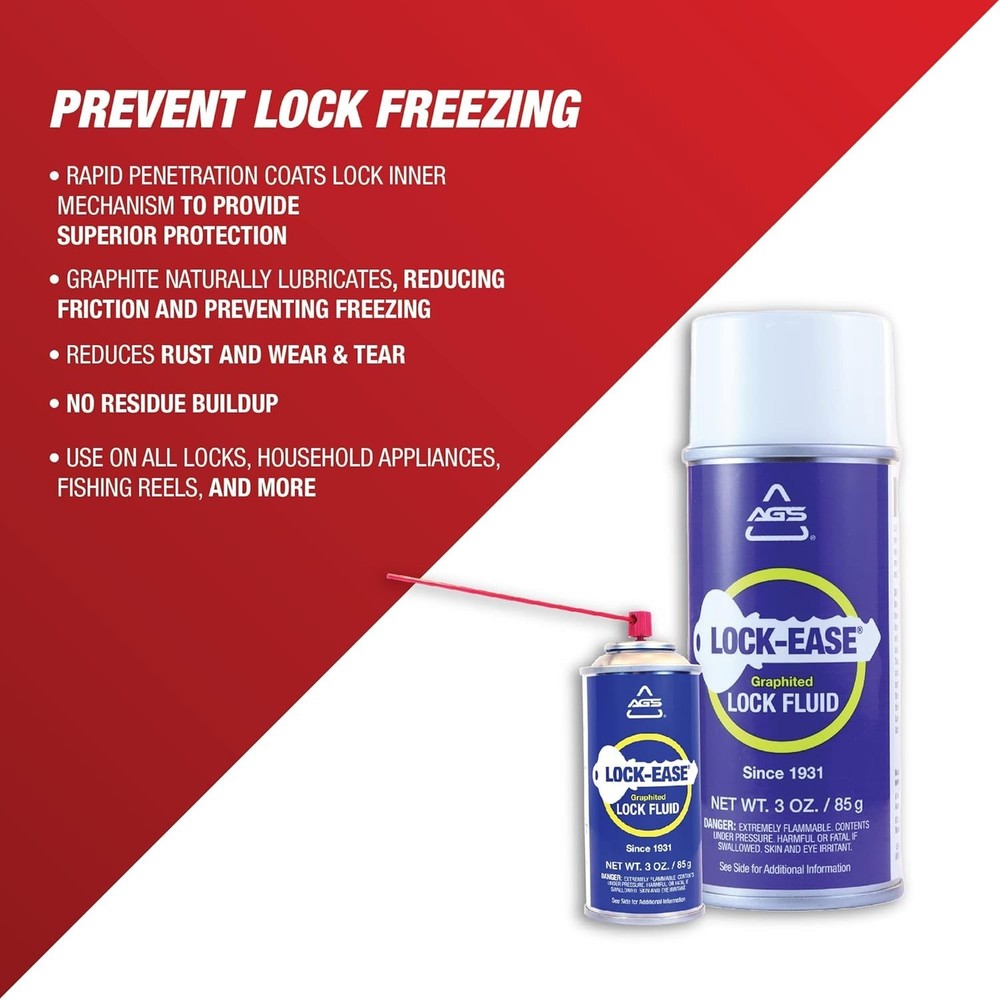 Automotive Solutions Lock-Ease Graphite Lock Lubricant – 3oz Aerosol, Prevent...