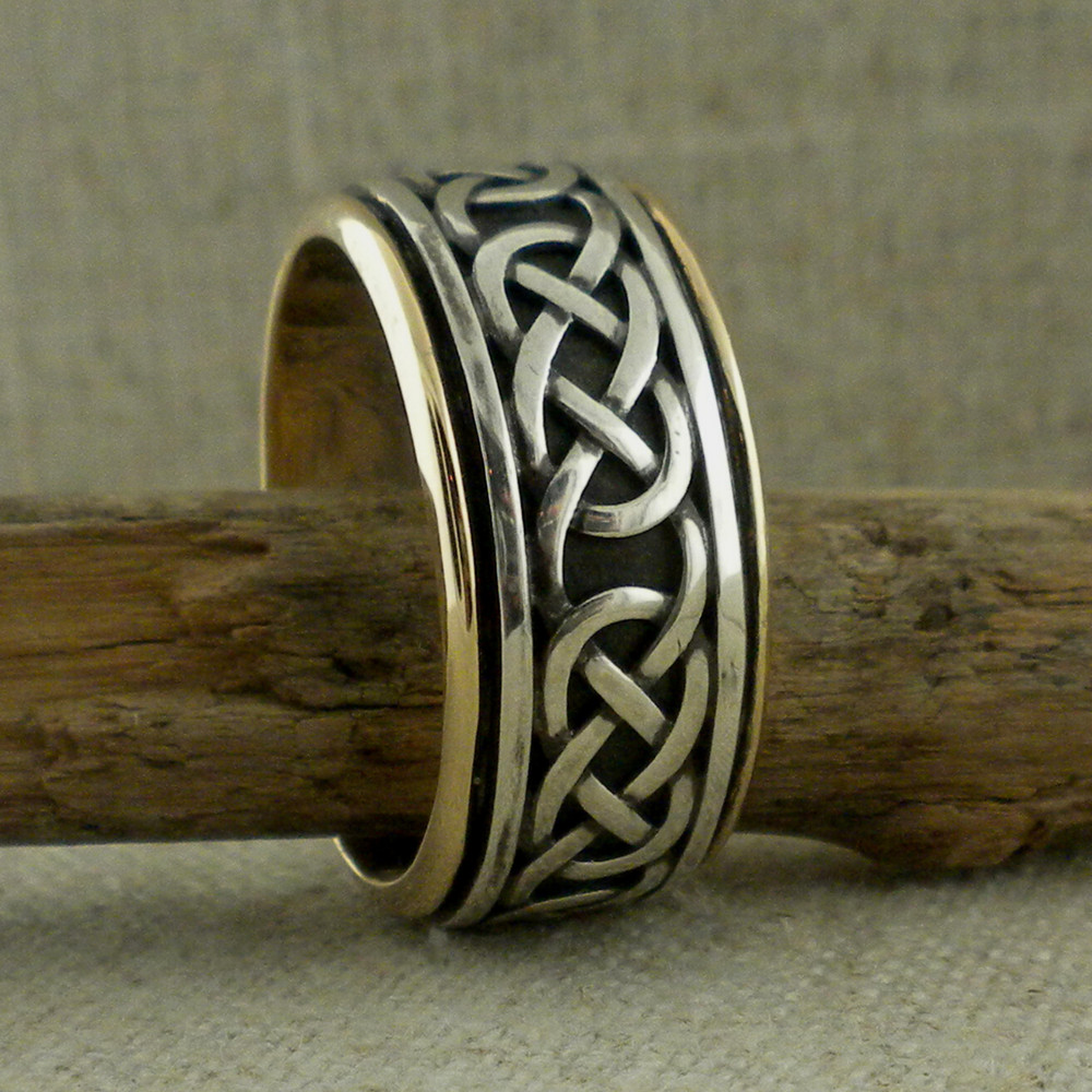 Sterling Silver & 10K Celtic Knot Wedding Ring KEITH JACK Various Sizes