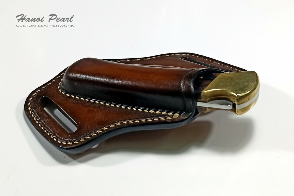 Custom Cross Draw Leather Sheath for Buck 110 Folding Hunter