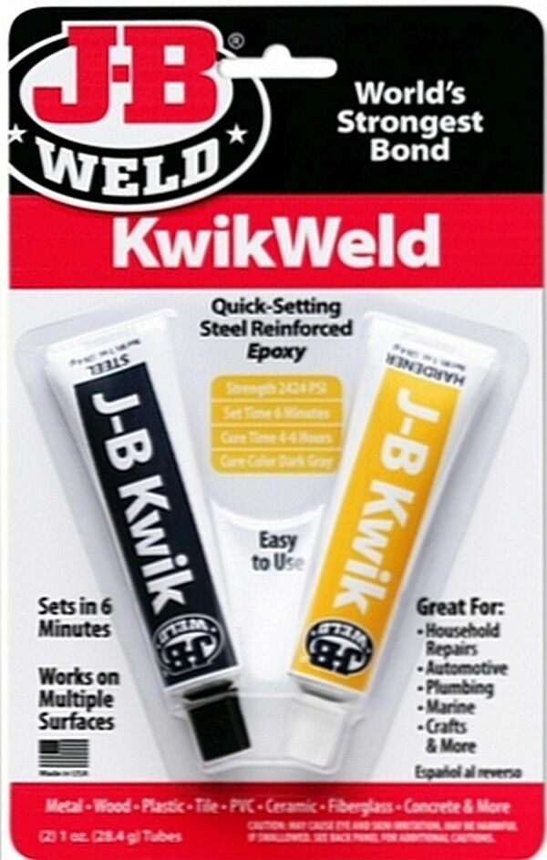 J B Weld 8276 Kwik Weld Quick Setting Steel Reinforced Epoxy - 2 oz