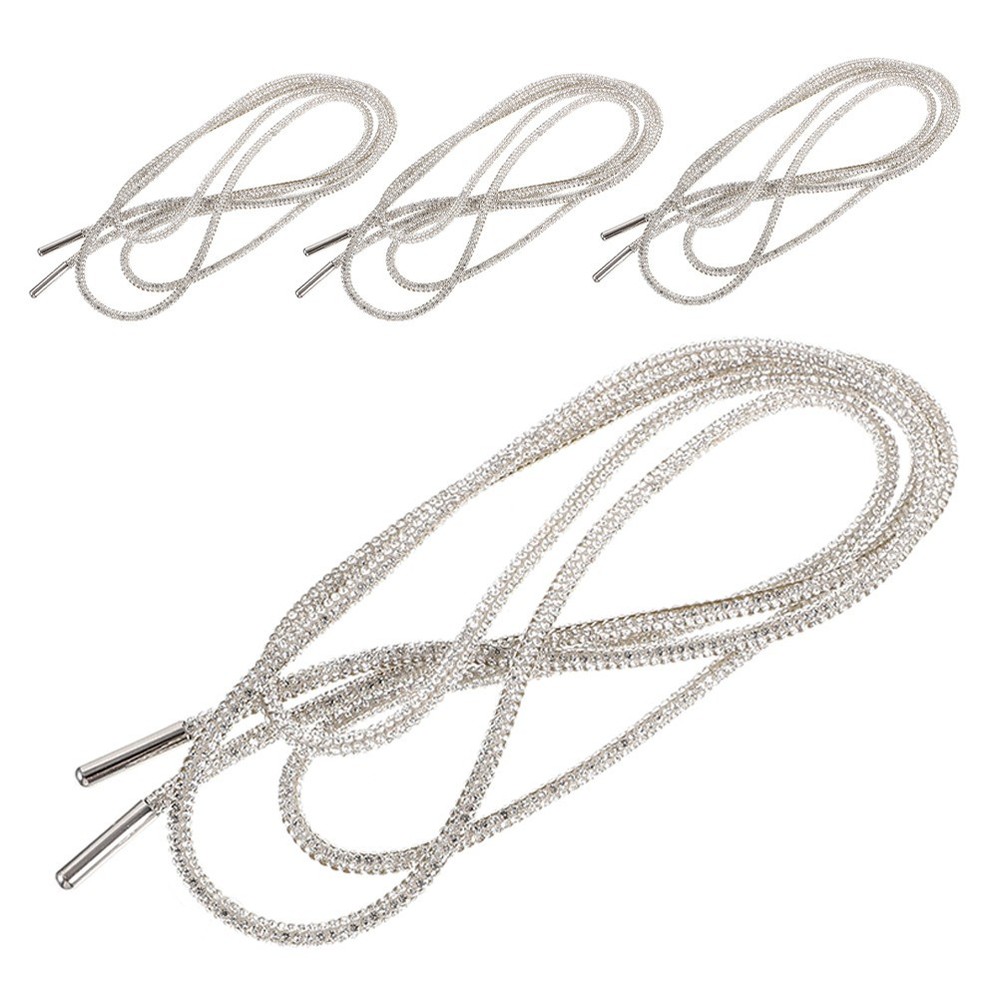 4 Pcs Sparkly Shoe Laces White Rhinestone Drawstring Cord Replacement