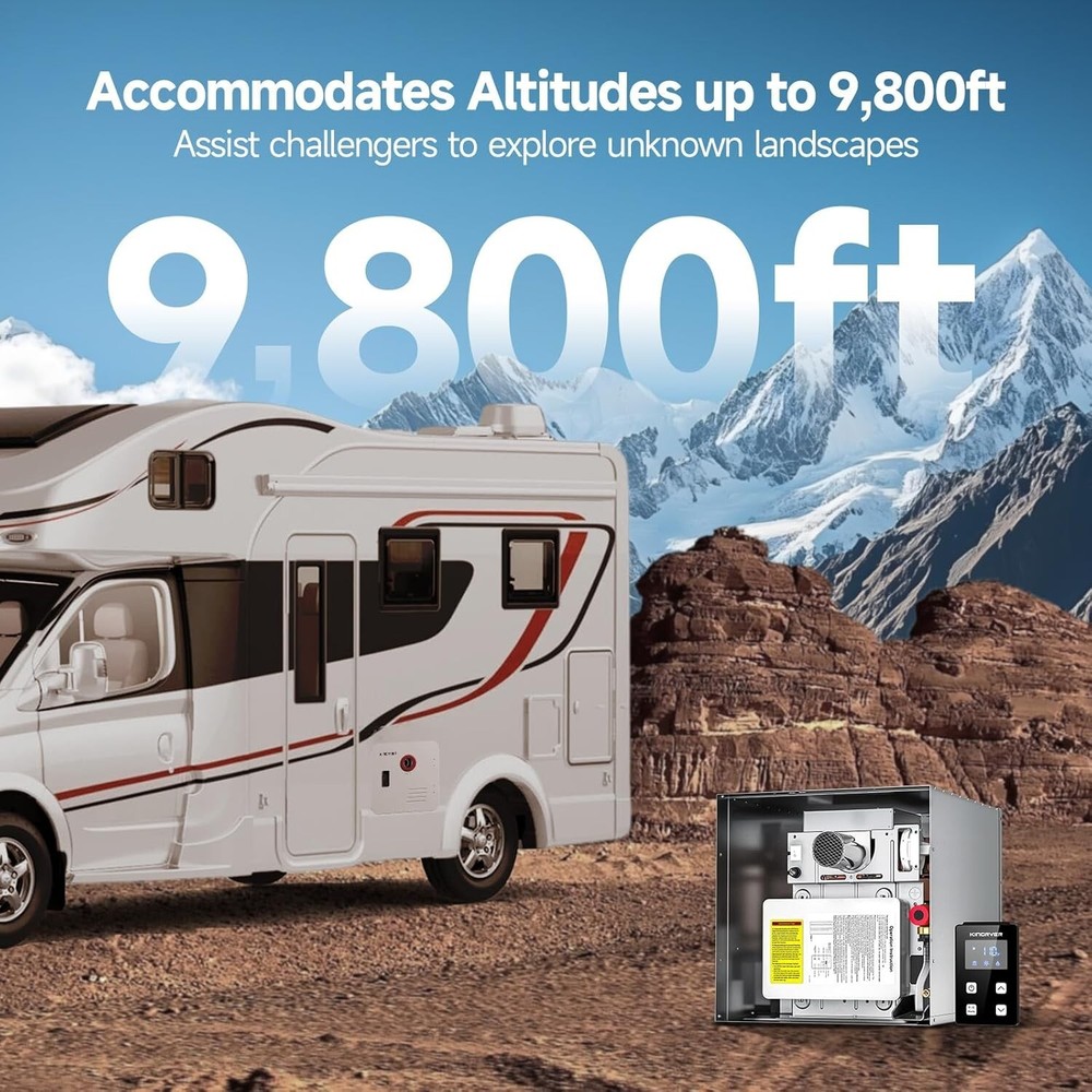 Tankless RV Camper Water Heater Propane 48,000 BTU W/ 18"x18" White Door DC 12V