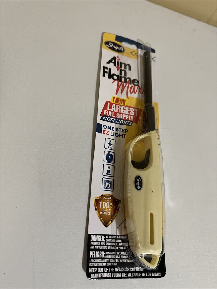 Scripto Aim N Flame Max Ez Light Tan/yellow Lighter