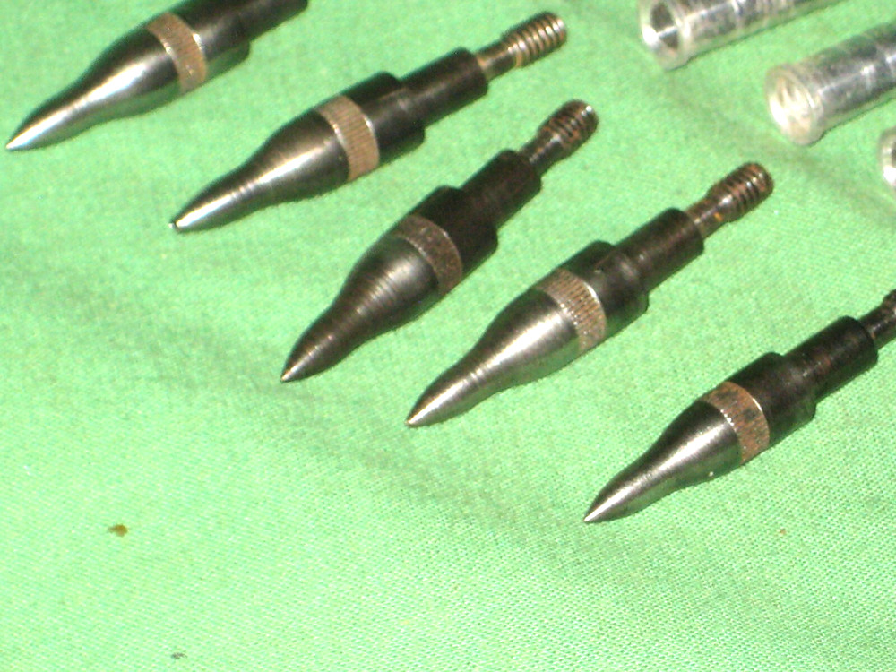 *5 Pcs Steel Archery Arrow Field Target Points, Tips- Plus Four Threaded Inserts