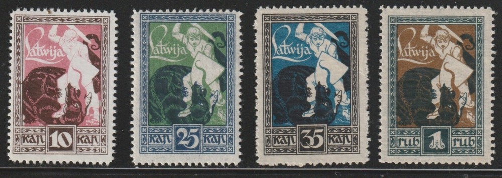 Latvia    1919-20    Sc # 64-67    MNH    OG