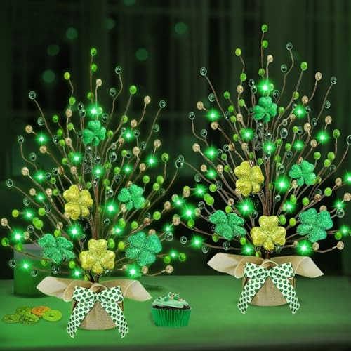 St. Patrick's Day Decorations, 2 Pack 18 Inch Lighted St. Patrick's Day Tree