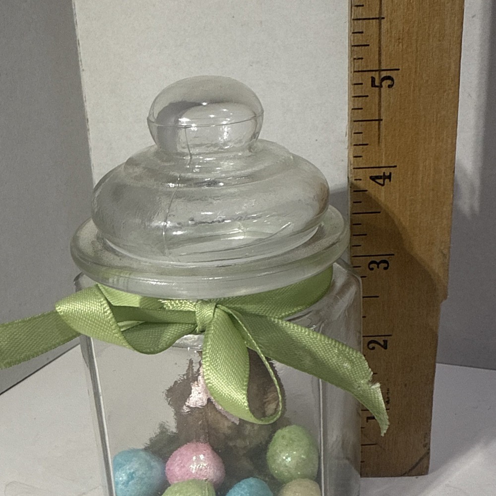 Decorative Easter Jar Bunny With Colorful Eggs 5”
