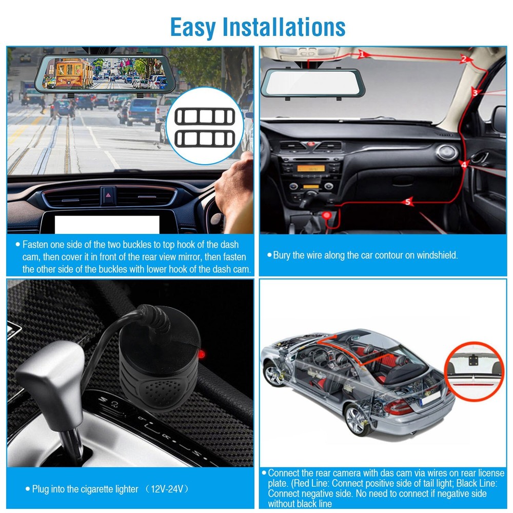 Dual Lens Dash Cam 1080P Car Camera Front Inside Recorder Night Vision G-sensor