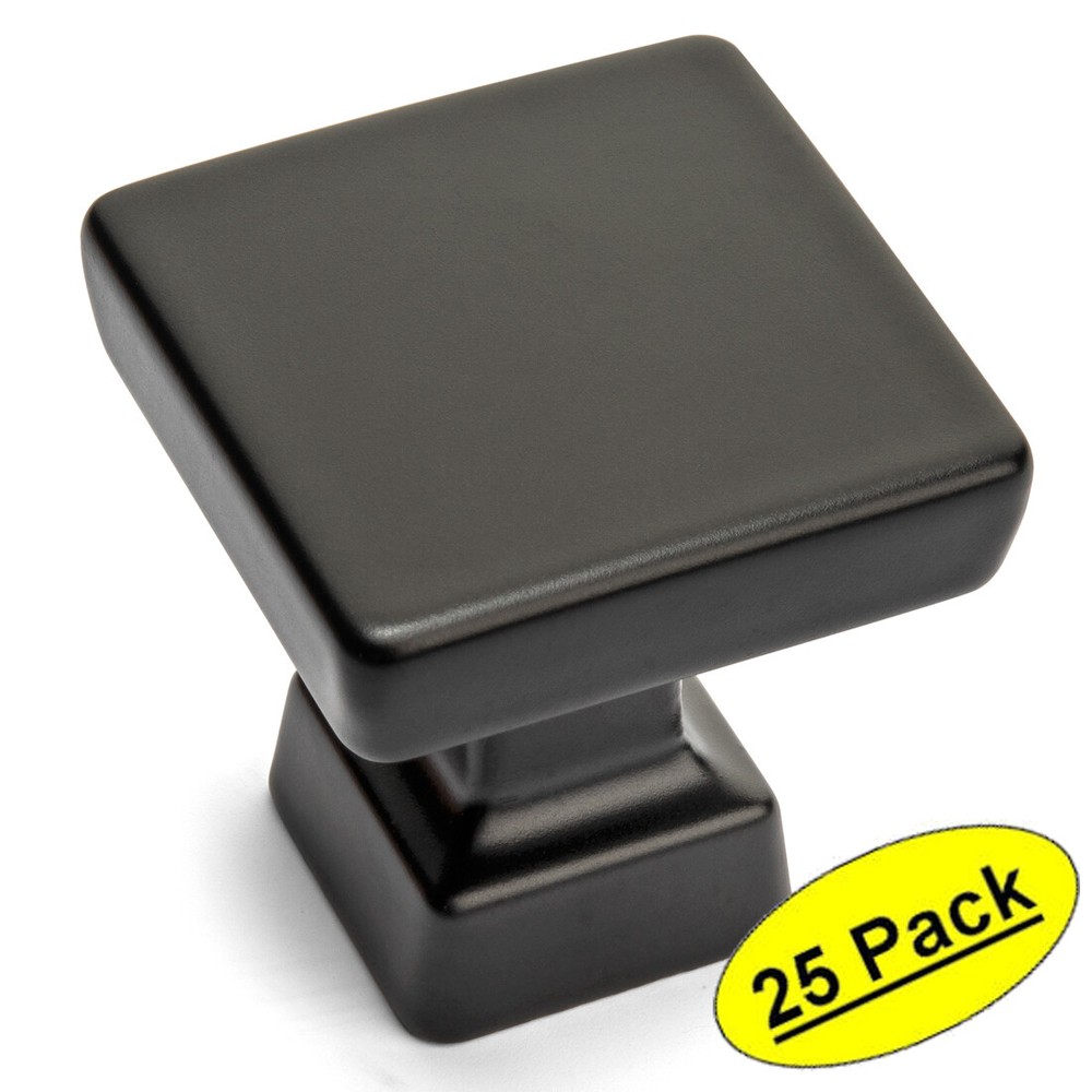 *25 Pack* Cosmas Cabinet Hardware Flat / Matte Black Contemporary Knobs #1480FB
