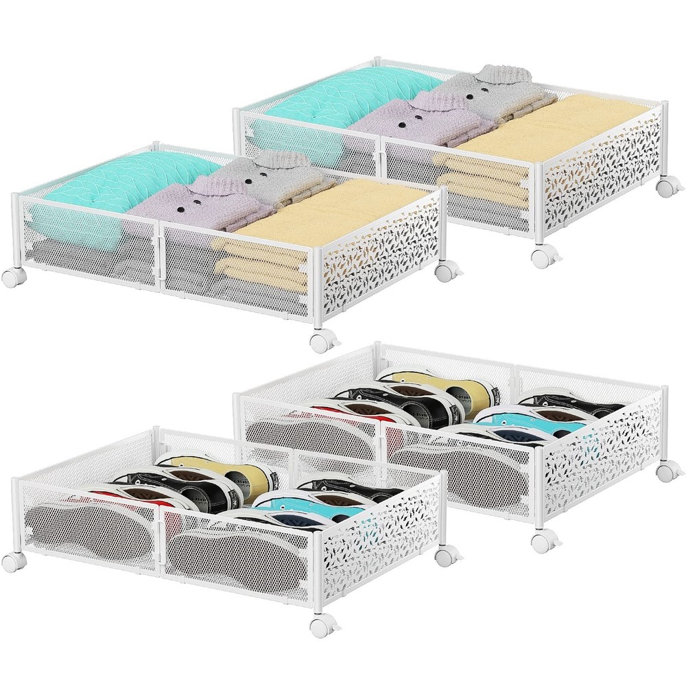 PHINOX Under Bed Storage, Under the Bed Storage Containers with Wheels, Under...