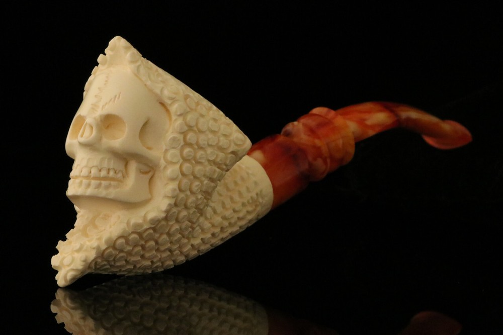 Grim Reaper Block Meerschaum Pipe with custom case M2012