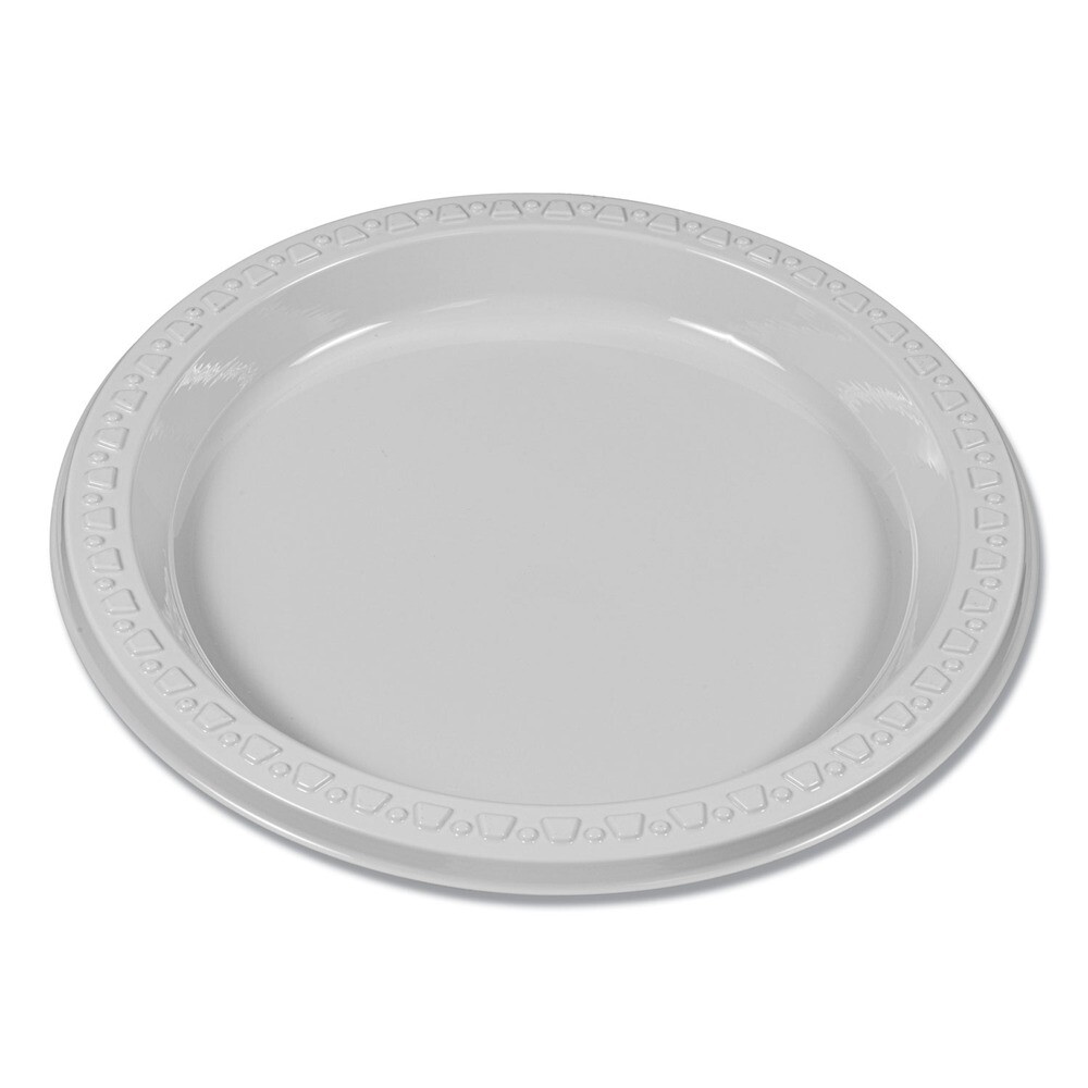 Tablemate 7644WH 7" Diameter Plastic Dinnerware Plates - White (125/PK) New