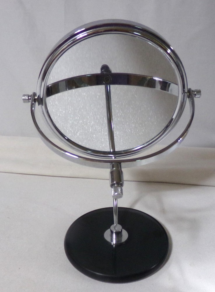 Mid Century Modern Black Acrylic Chrome Make-up Vanity Mirror