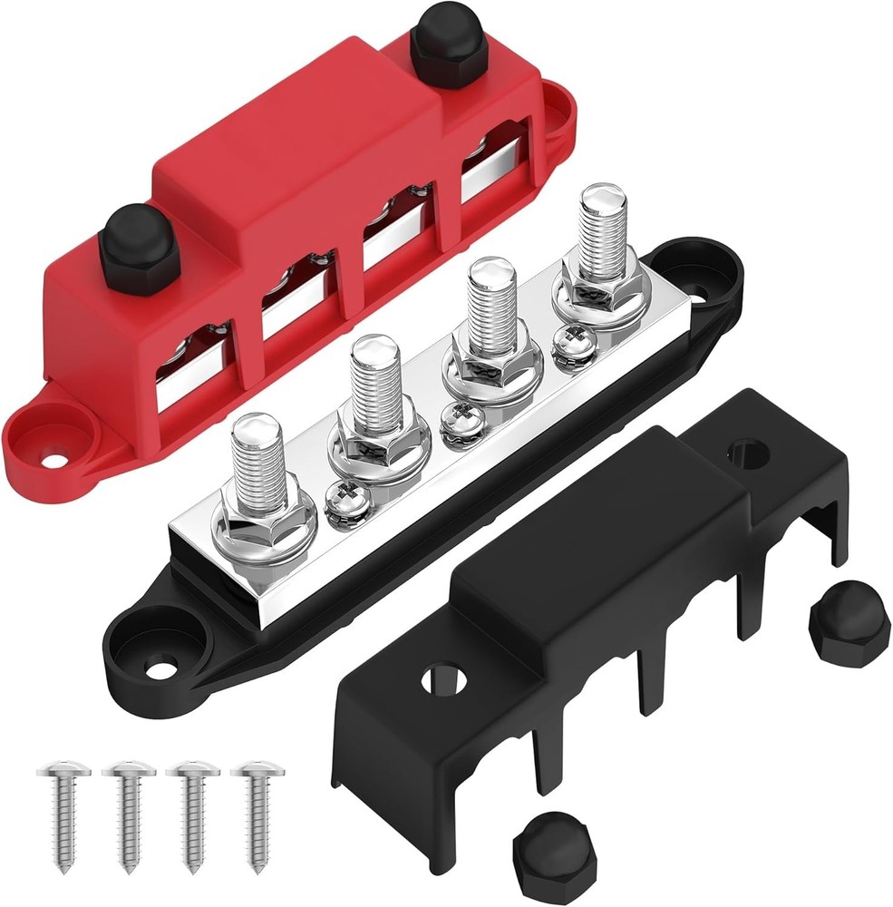 High-Performance 400A 12V Power Distribution Block with 4 x 3/8" Stud Terminals