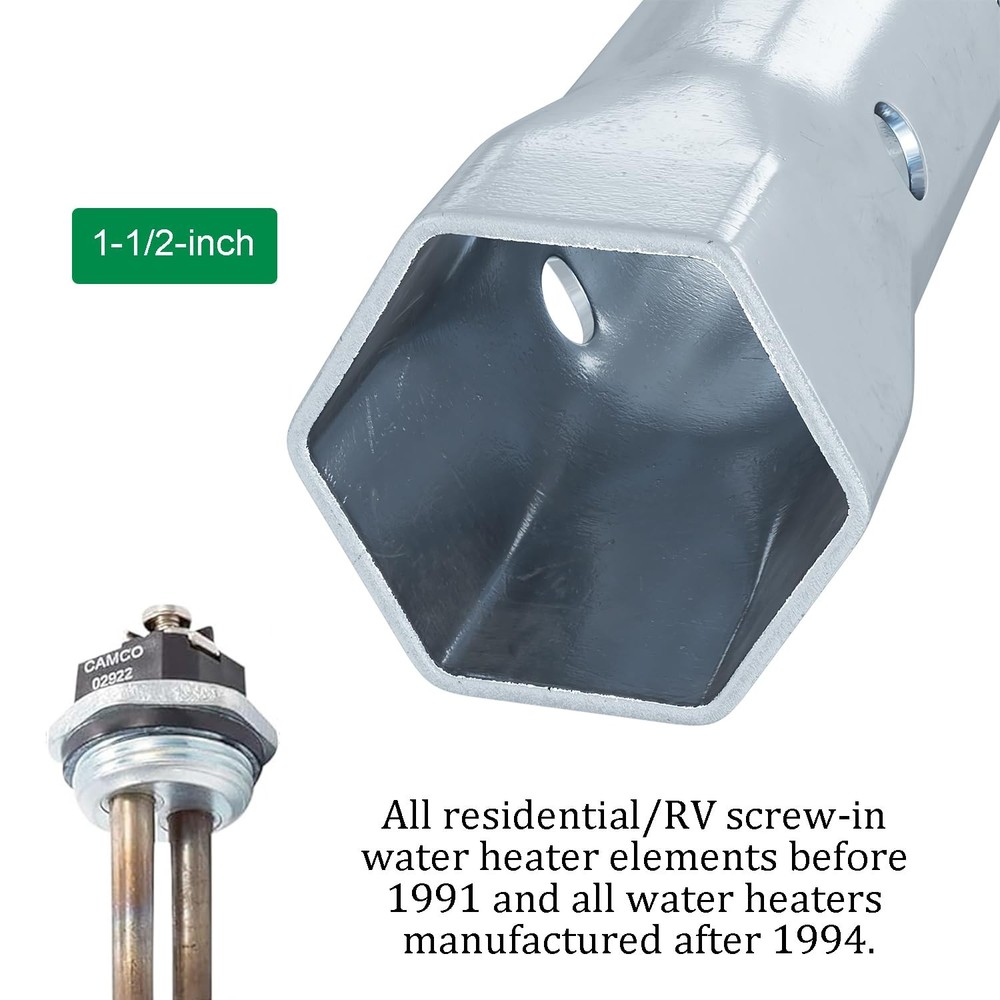 Haromala Upgraded RV Water Heater Element Wrench Socket, Dual Hex Silver