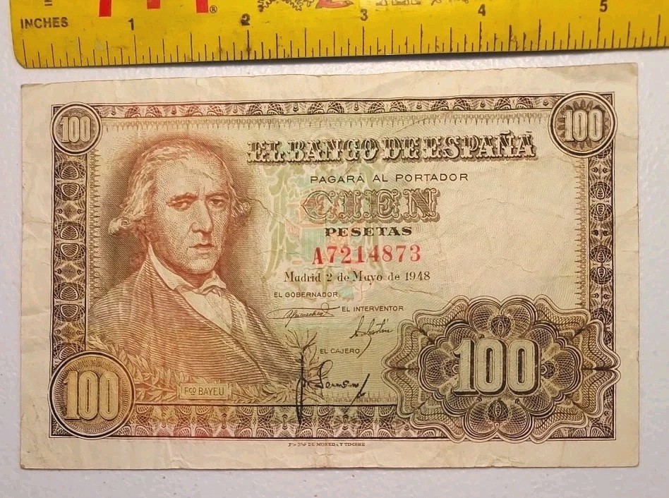 Old Spain 100 Pesetas Note 2nd May, 1948 *Circulated*