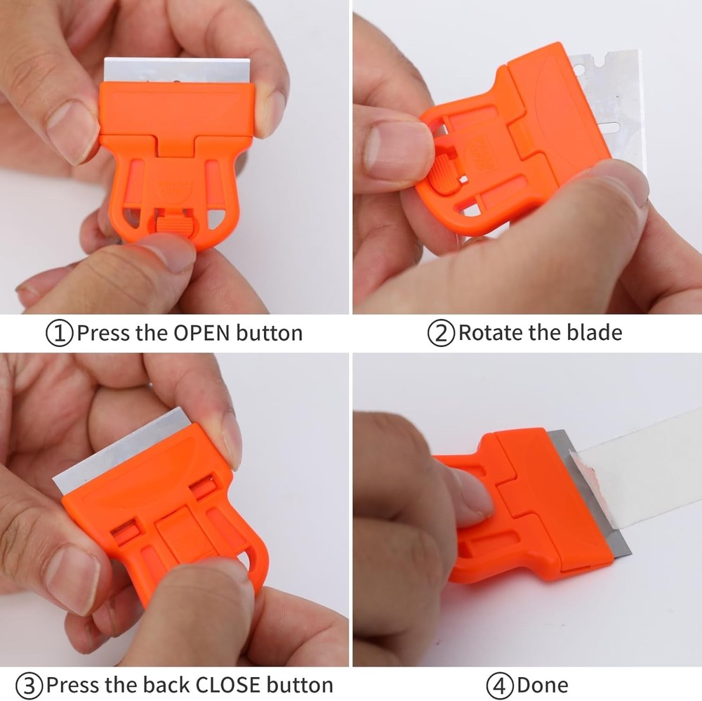 2 Pack Razor Blade Scraper Plastic Tool with...