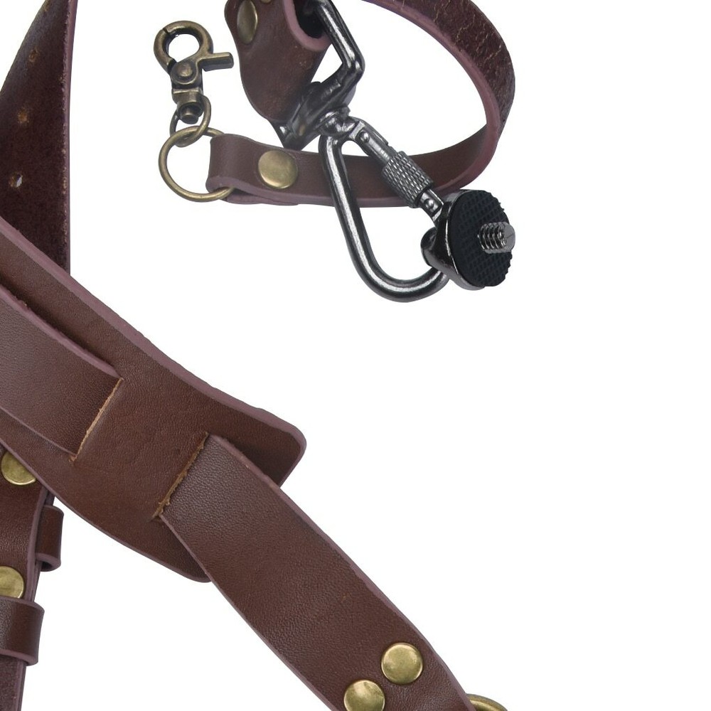Leather Dual Camera Strap Harness QR Multi Gear Camera Shoulder Adjustable Belt