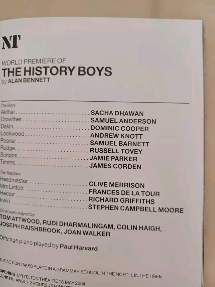 The History Boys - NT programme - original cast.