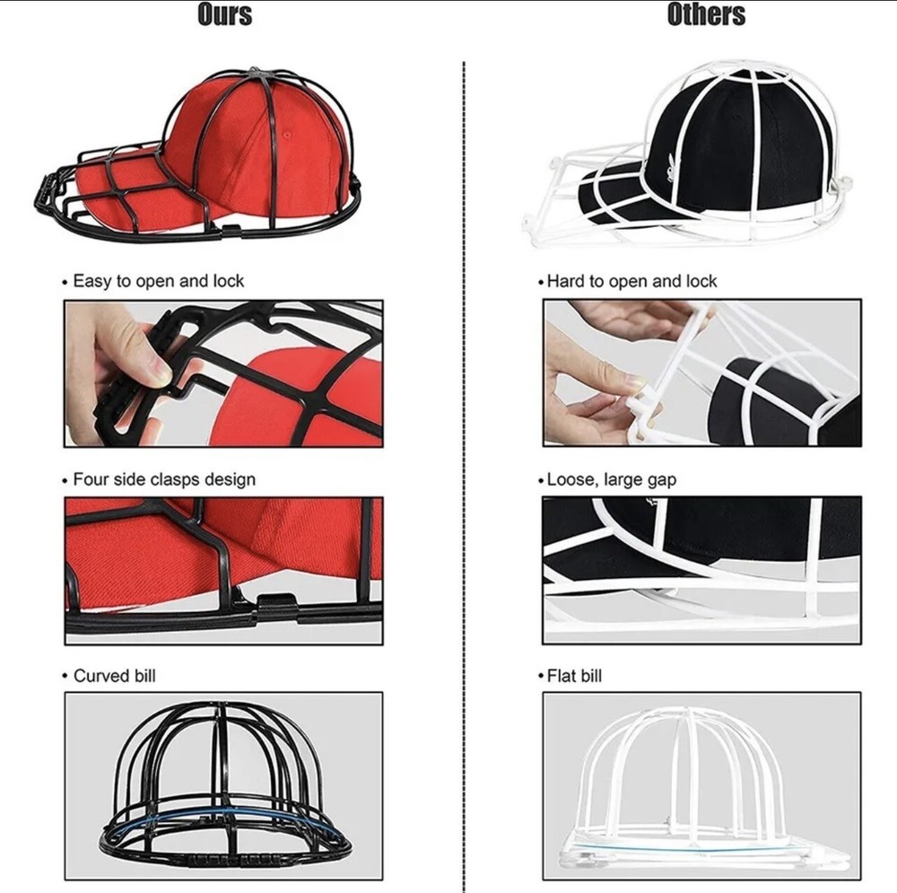 Hat Washer Baseball Cap Cleaner Protector Machine Washing Cage Cap Holder Frame
